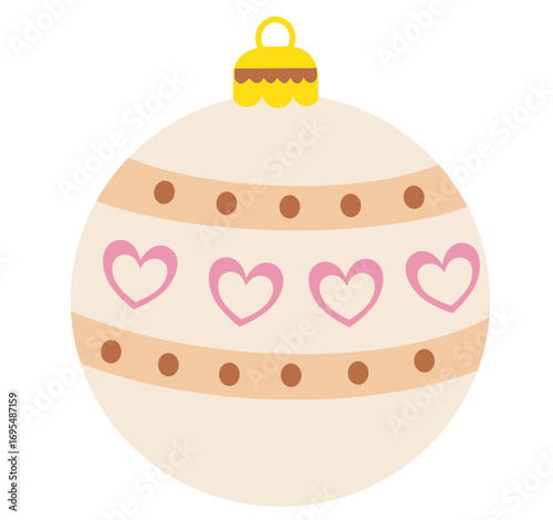 Beige ornament with heart band design.
