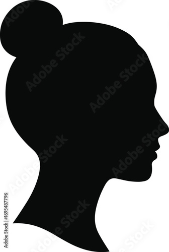 High Bun Updo – Minimal Vector Female Hairstyle Silhouette