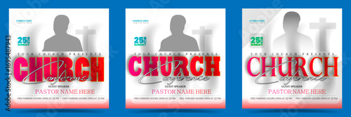Church conference social media post or worship square flyer banner