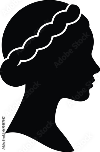 Braided Crown (Milkmaid Braid) – Minimal Vector Female Silhouette