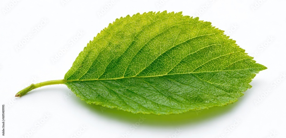 Fototapeta premium Close-up of a single vibrant green leaf (5)