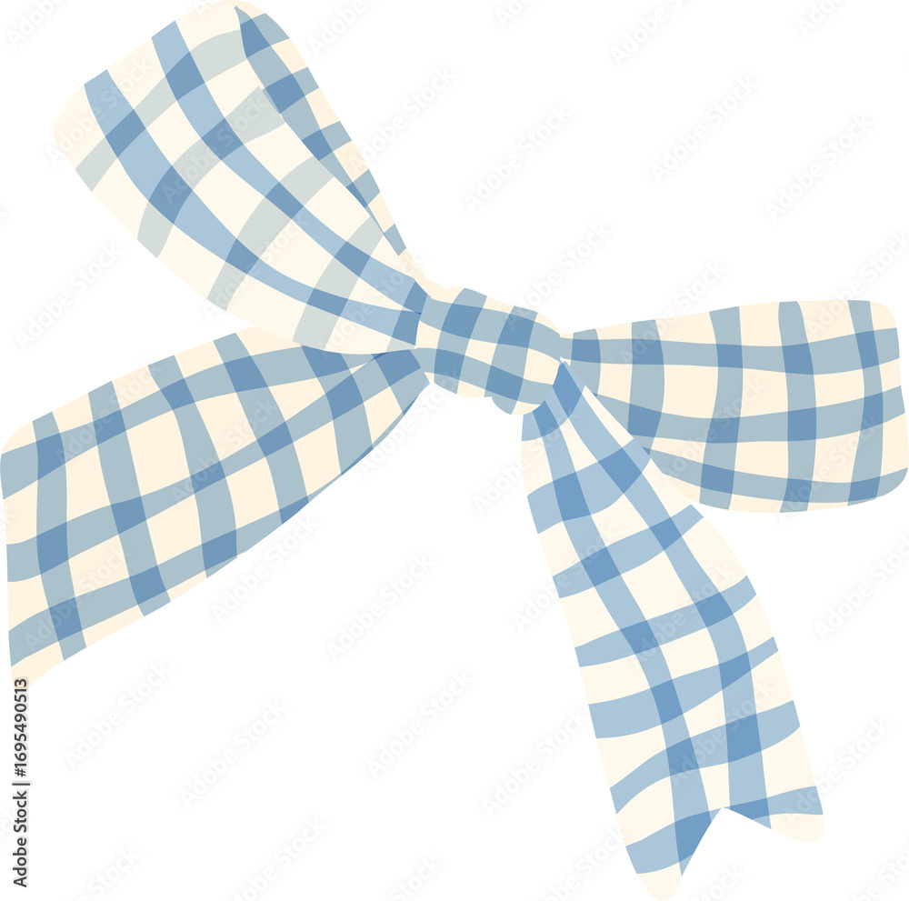 Obraz premium Blue Gingham Bow Illustration