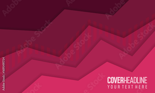 Pink papercut design background with overlap layer, 3D papercut background Vector