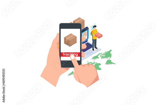 Delivery concept templates for mobile app page. Suitable for Diagrams, Infographics, Book Illustration, Game Asset, And Other Graphic Related Assets in isolated white background