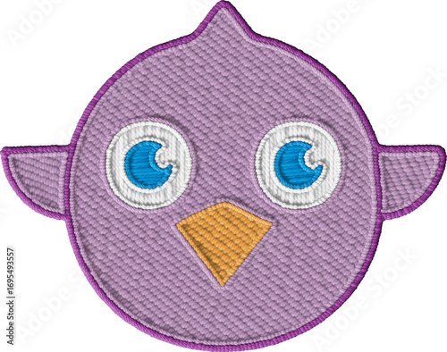 Colorful Cute Embroidered Textile Bird Face