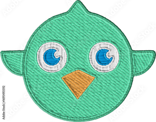 Colorful Cute Embroidered Textile Bird Face