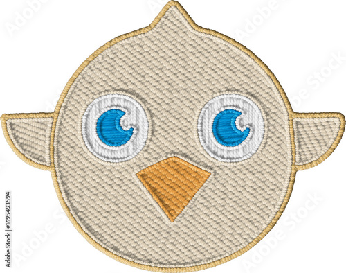 Colorful Cute Embroidered Textile Bird Face