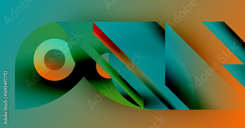 Abstract composition. Fluid shapes blend, creating dynamic visual experience. Colors transition smoothly, evoking movement, depth.