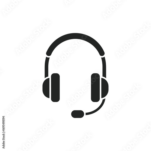 Headphones icon isolated on white background with technology, music, and sound vector illustration