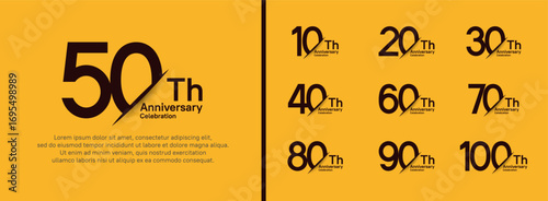 set of anniversary logo style with slash. vector design black color for celebration