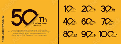 set of anniversary logo style with slash. vector design black color for celebration