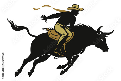Bull silhouette vector illustration on white and black backgrounds