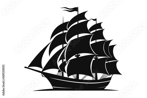 Sailing ship isolated on a white background vector illustration