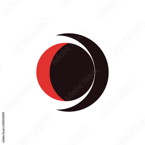 Vector illustration of a red lunar eclipse, a 3D sphere representing the natural phenomenon.