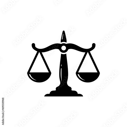 Golden scales of justice, a symbol of law and legal comparison, stand isolated on a white background