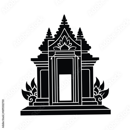 Detailed Thai Temple Silhouette for Cultural Design