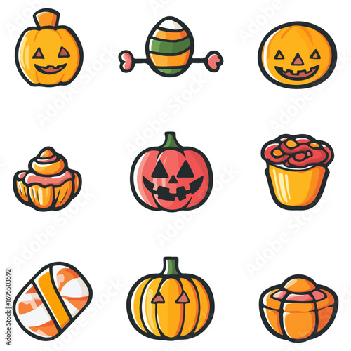 halloween candys, candys, food, dessert, halloween, festival, vector, transparent background, halloween candy set, icon, celebration, october, decoration, icons, season