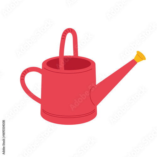 Bright red watering can designed for garden use in vibrant vegetable patches