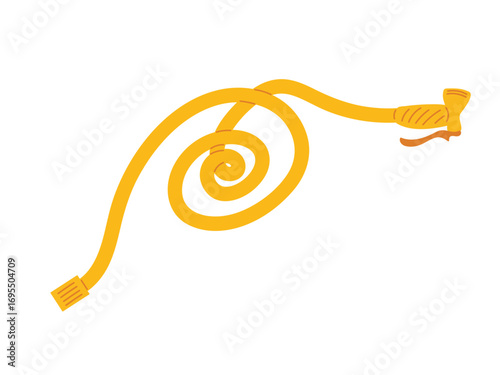 Watering plants with a yellow garden hose coiled on a white background