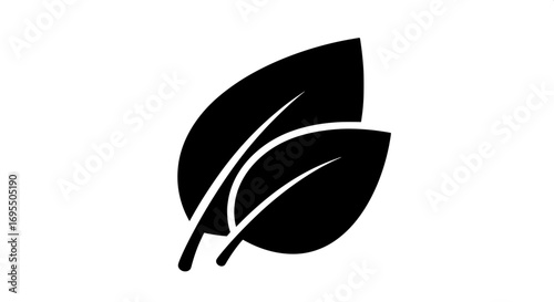 Simple Black Leaf Icon Design for Eco Friendly Logos and Branding