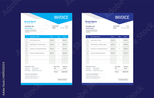 Invoice Design Template, Professional Invoice Design, Money Receipt Design, and Cash Memo Template – Modern, Editable, and Printable Business Formats