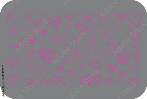 A whimsical and romantic pattern of small and large pink hearts scattered across a soft gray background perfect for valentine s day or any loving occasion