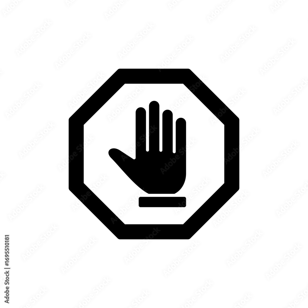 Obraz premium Stop icon vector for web and mobile app. stop road sign. hand stop sign and symbol. Do not enter stop red sign with hand