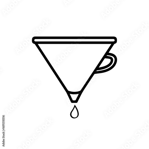 Funnel Icon Simple Line Drawing of a Filtering Device
