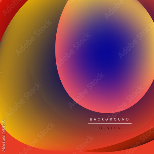 Abstract gradients overlap, creating vibrant visual effect. Colors blend smoothly, forming modern background design.