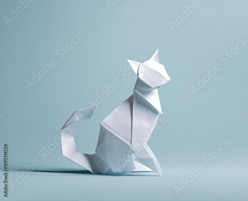 Wallpaper Mural Simple origami cat on a light blue background Torontodigital.ca