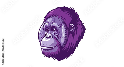 Illustration Vector SVG of Orangutan Face with Detailed Design and Purple Tones