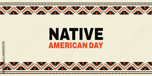 Native American Day is a holiday. It's a day in honor of Native Americans. Poster, card, banner design Background