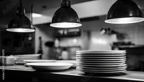 Kitchen interior, black and white