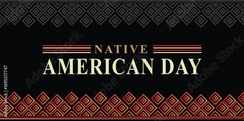 Native American Day is a holiday. It's a day in honor of Native Americans. Poster, card, banner design Background