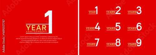 set of anniversary logo style. vector design white and yellow color for celebration