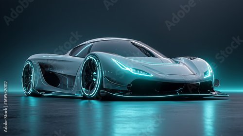 blue car on black background