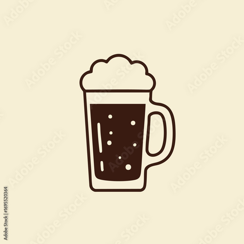 A simple line drawing of a beer mug with foam.