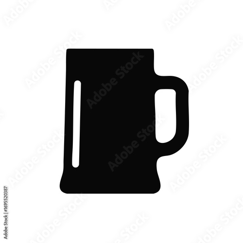 Black silhouette of a beer mug, a classic symbol of refreshment and social gatherings.