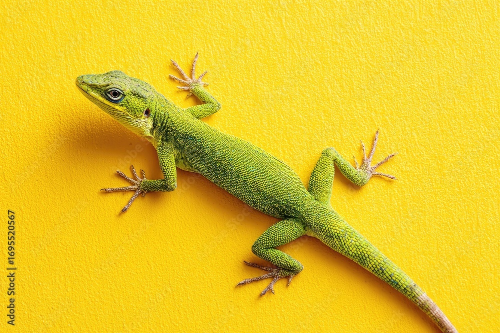 Naklejka premium Lizard on a bright yellow background