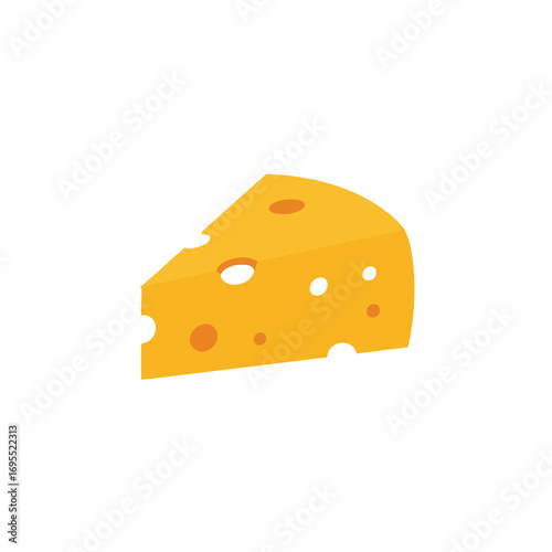 A wedge of yellow cheese with several holes, depicted in a simple flat illustration style.