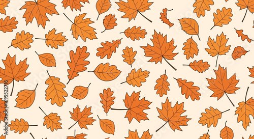 Vibrant Autumn Leaves Seamless Pattern in Orange and Brown Tones