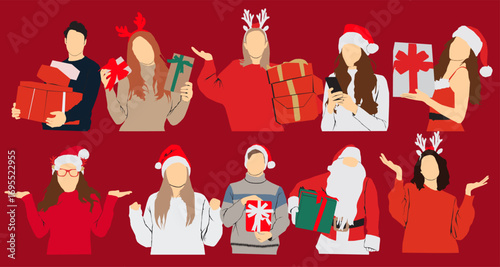 vector illustration of people Christmas 
