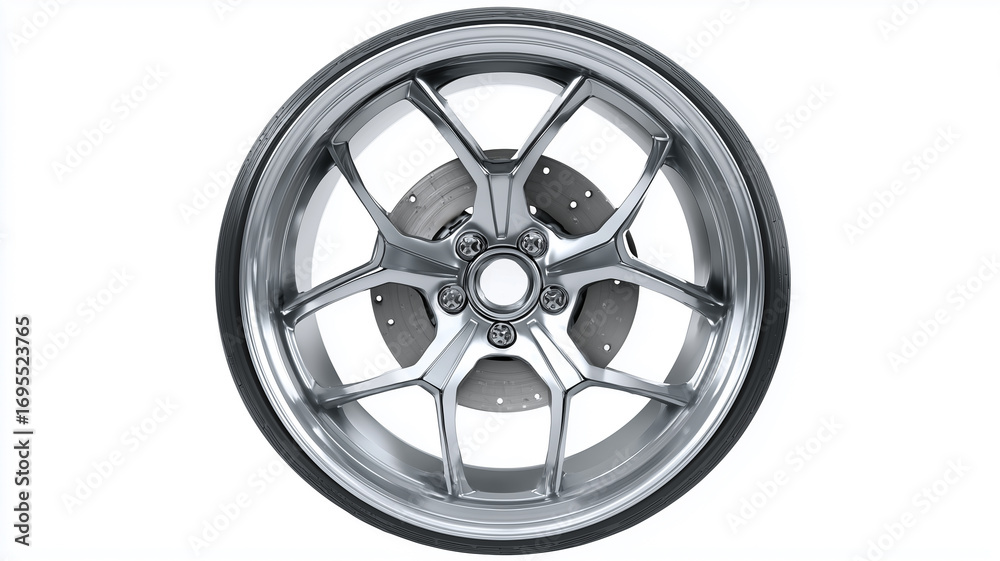 Obraz premium Silver alloy wheel with transparent background