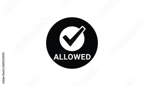 Black and white circular icon with a checkmark inside, labeled 'ALLOWED'.
