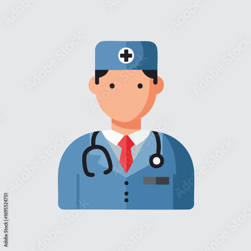 Icon of a male doctor in blue scrubs.