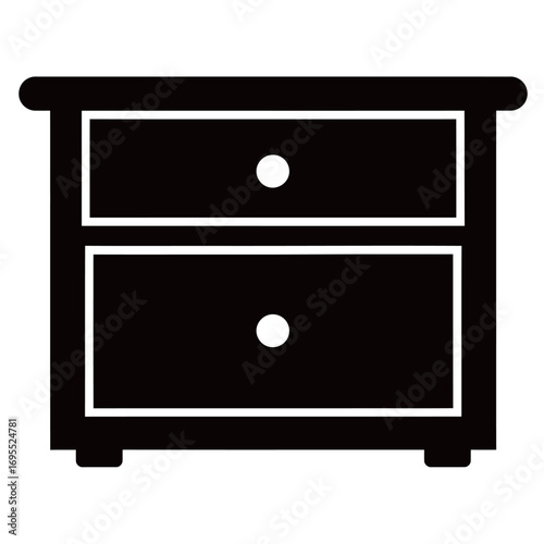 black and white silhouette of a Nightstand vector on a white background