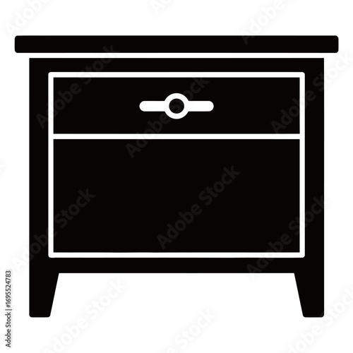 black and white silhouette of a Nightstand vector on a white background