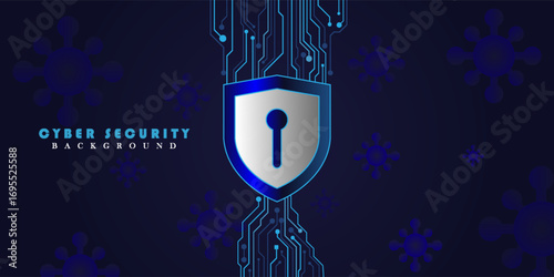 Cybersecurity and data protection template background vector