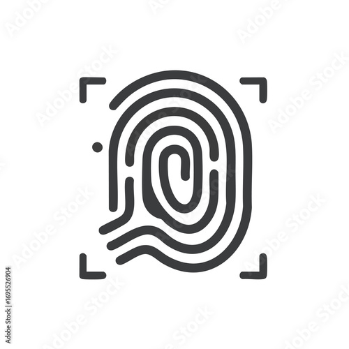 Line art icon of a fingerprint scan for biometric identification and security.
