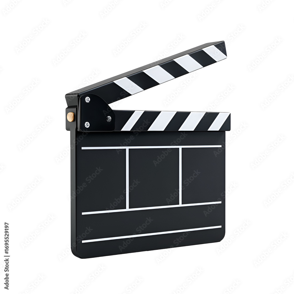 Fototapeta premium Black and White Clapper Board for Film Making and Video Production on a Transparent Background